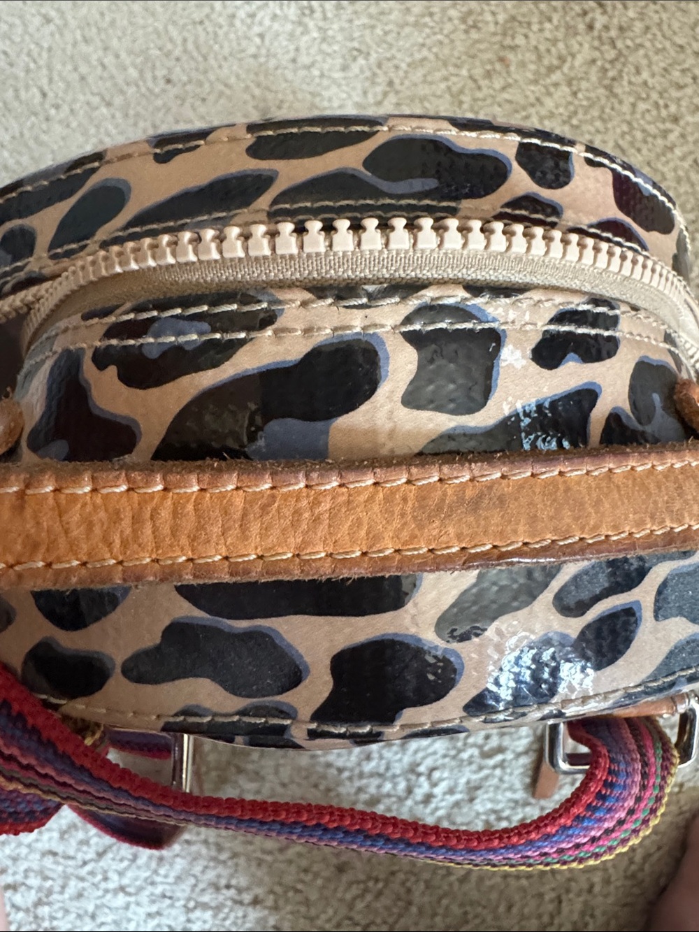 Consuela Blue Jag Print Mini Backpack in Tan and Black - Picture 6 of 10